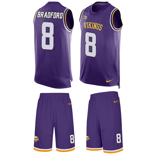 Nike Vikings #8 Sam Bradford Purple Team Color Men's Stitched NFL Limited Tank Top Suit Jersey - Click Image to Close